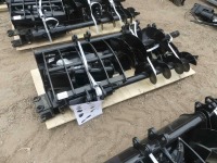 (9) Unused 2024 MIVA Excavator Attachments: Quick Hitch, Rake, Ripper, Graber, Auger, 12" Auger Rod, 8" Bkt., 20" Bkt., 32" Bkt., 6 Pins