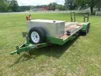 Ireland 22' Trailer, s/n AL041615IT-JRD (No Title - Bill of Sale Only): 2 7000 lb. Axles, Bumper-pull, Dovetail, Ramps, Ratchet & Tie Downs, UWS Combo 100-gal Diesel Tank w/ 12V Pump & Tool Box, Dovetail