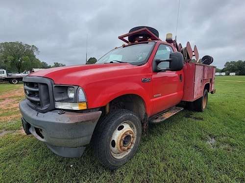 2003 Ford F450 Service Truck, s/n 1FDXF47P43EC65580: Reg. Cab, Powerstroke V8 Turbo Diesel Eng., Auto, Crane, Air Compressor, 196K mi.