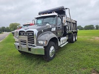 2021 Mack GR64F Tandem-axle Dump Truck, s/n 1M2GR2GC3MM020513: MP8 425hp Eng., Allison Auto, Camelback Susp., 315/80R22.5 Fronts, 11R24.5 Rears, Duraclass 15' Insulated Bed, Elec. Tarp, 192K mi.