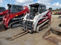 2008 Takeuchi TL130 Skid Steer, s/n 21309913: Canopy, Pallet Forks, Rubber Tracks, Meter Shows 2634 hrs