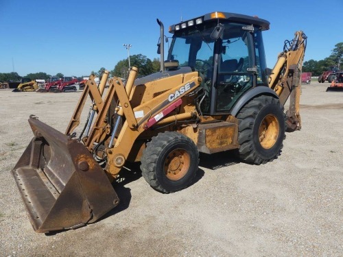 2001 Case 590SM 4WD Loader Backhoe, s/n JJG0286975: Encl. Cab, 4-in-1 Loader, Wain Roy XLS Rear Coupler, No Rear Bkt., 5035 hrs