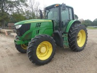 2014 John Deere 6150 MFWD Tractor, s/n 1L06150MKEH803714: Encl. Cab, 3PH, PTO, Drawbar, 3 Hyd Remotes, 460/85R42 Rears, 380/85R30 Fronts, 3169 hrs