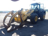 2018 Komatsu WA380-8 Rubber-tired Loader, s/n A74581: C/A, Wicker Forks w/ Top Grapple, 23.5R25 Tires, 14595 hrs