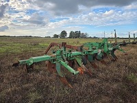 Ficklin Gravity Flow Wagon: Left Side Dump, 250 BU, Orange & Silver