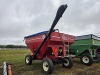 EZ Trail Grain Wagon: Roll Over Canopy, Left Side Dump, 8hp Auger Motor, Red w/ Black Running Gear - 9