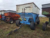 DMI Big-Little Grain Wagon: Right Side Dump, Blue & White