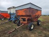 Ficklin Gravity Flow Wagon: Left Side Dump, 250 BU, Orange & Silver