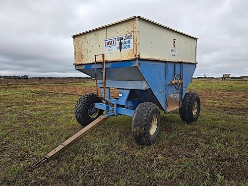 DMI Big-Little Grain Wagon: Left Side Dump, Blue & White