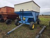 DMI E280 Gravity Flow Wagon: Side Dump, Blue & White