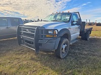 2006 Ford F550 Flatbed 4WD Truck, s/n 1FDAF57P06EC45715: Power Stroke, 237K mi.