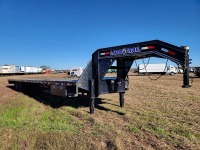 2019 Loadtrail 40' Gooseneck Flatbed Trailer, s/n 4ZEGH4021K1171638: 8' Wide, Tool Boxes, Two 12000 lb. Axles, Slide Out Ramps, Elec Hyd Disc Brakes, Air Ride, Front Axle Lift, New Brakes