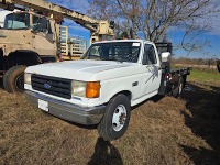 1989 Ford F350 Flatbed Truck, s/n 1FDKF37MLKNB04256: Needs Injectors, 5-sp.