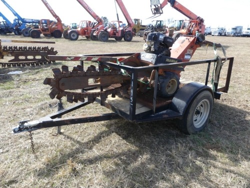 Ditch Witch Walk-behind 1230 Trencher, s/n 1T3355 w/ Trailer: Needs Pull Cord