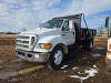 2004 Ford F650 Single-axle Flatbed Dump, s/n 3FRNF65234V617717: Cat C7 Diesel Eng., Auto, 14' Steel Bed, Tarp, Pintle Hitch, 55K mi. - 2