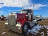 2010 Kenworth W900 Truck Tractor, s/n 1XKWDB9X4AJ267541: T/A, Day Cab, Ext. Cab, Cat C15 600hp Eng., Gold Kit Rebuilt @ 697K mi. in Jan 2021, Single Turbo, Glidered, No Emissions, Fuller Super 18-sp., 13.2K Front, 40K Rears, 224" WB, 3.90 Ratio, Diamond C - 2