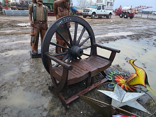 Wood Wagon Wheel Bench