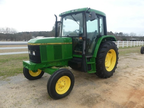 1993 John Deere 6100 Tractor, s/n L06100P146935: 2wd, Encl. Cab, Drawbar, Lift Arms, 2 Hyd Remotes, Power Quad 20/20, 540/1000 PTO, 16.9/34 Rears, 2530 hrs