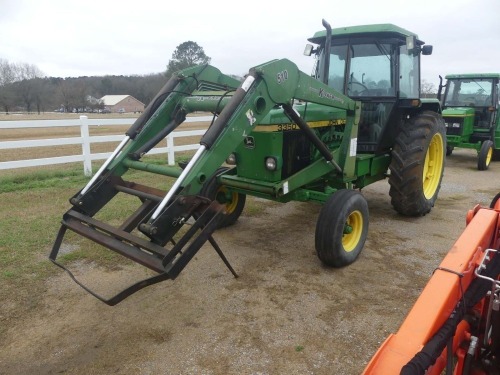 John Deere 3350 Tractor, s/n 73349: C/A, Koyker 510 Loader w/ Forks, Drawbar, 3PH, PTO