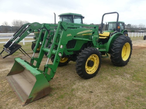 John Deere 5325 MFWD Tractor, s/n LV5325S130213: Rollbar, JD 542 Self-leveling Loader w/ Bkt., Sync Shuttle, Drawbar, 3PH, PTO, 2785 hrs