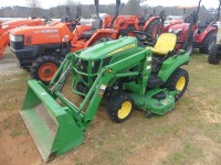 2016 John Deere 1023E Tractor, s/n 1LV1023ECGG100149: Rollbar, JD H120 Front Loader w/ Bkt., AutoConnect 60D Belly Mower, PTO, 3PH, 436 hrs