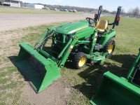 2014 John Deere 1023E MFWD Tractor, s/n 1LV1023EJEH414552: Rollbar, H120 Loader w/ Bkt., Mid-mount Belly Mower, PTO, 3PH, 656 hrs