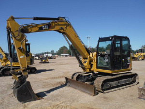 2014 Cat 308E2 Midi Excavator, s/n FJX01620: C/A, Quick Connect Bkt., Swing Away Boom, Aux. Hydraulics, Blade, Meter Shows 4157 hrs