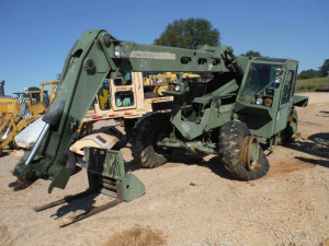 Military MLull10X Telescopic Forklift, s/n LOM10F7-409 (Salvage): 4x4x4, Encl. Cab, Missing Front Drive Shaft, Unknown Condition, 10000 lb. Cap., Meter Shows 718 hrs