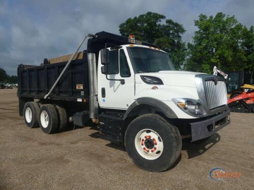 2019 International 7400 Tandem-axle Dump Truck, s/n 3HAWGTAT0KL240764: Cummins L9 350hp Eng., Allison Auto, 20K Front, 40K Rears, Spring Susp., 425/65R22.5 Fronts, 11R22.5 Rears, Ox Bodies Bed, Elec. Tarp, Odometer Shows 132K mi.