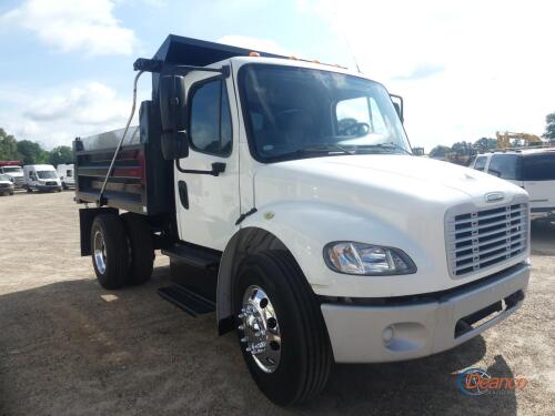 2015 Freightliner M2 Single-axle Dump Truck, s/n 1FVACXDU6FHGH3809: Cummins Diesel Eng., Auto, Spring Susp., Tarp, Pintle Hitch, Odometer Shows 30K mi.