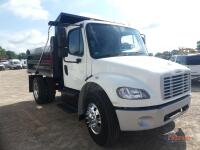 2015 Freightliner M2 Single-axle Dump Truck, s/n 1FVACXDU6FHGH3809: Cummins Diesel Eng., Auto, Spring Susp., Tarp, Pintle Hitch, Odometer Shows 30K mi.