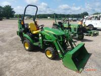 John Deere 1025R MFWD Tractor, s/n 1LV1025RAKK191867: JD 120R Loader w/ Bkt., JD 260B Backhoe Attachment, 3PH, PTO, Meter Shows 188 hrs