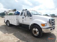 2006 Ford F650 Mechanic Truck, s/n 3FRNX65F06V299350: S/A, Cummins Eng., Auto 6406H Crane, Miller Welder/Generator, Ingersoll Rand Air Compressor, Odometer Shows 341K mi.