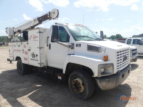 2005 Chevy C6500 Service Truck, s/n 1GBG6C1C65F532885: Cat Diesel Eng., Rawson-Koenig Bed, Miller Bobcat 225 Welder, Kone Crane, Meter Shows 189K mi.