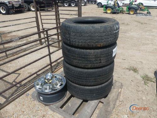 (4) Used Tires and Rims w/ Center Caps: fits 6-lug Chevy 17"