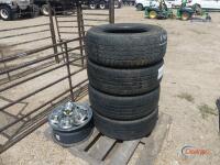 (4) Used Tires and Rims w/ Center Caps: fits 6-lug Chevy 17"