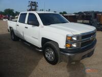 2014 Chevy 1500 Silverado Pickup, s/n 3GCPCPEC0EG503256: 4-door, 2wd, Gas Eng., Auto, Tool Box, Fuel Tank w/ Pump, Odometer Shows 121K mi.
