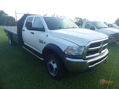 2017 Dodge Ram 5500HD Flatbed Truck, s/n 3C7WRMFL7HG520683: Crew Cab, Cummins Diesel Eng., Auto, 12' Flatbed, Dually, Odometer Shows 125K mi.