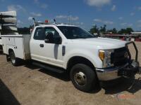 2017 Ford F350 4WD Truck, s/n 1FDWX3H66HEE04253: Ext. Cab, Gas Eng., Auto, Utility Bed, Warn Winch, Odometer Shows 236K mi. (Utility Owned)
