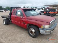 1999 Dodge Ram 3500 Flatbed Truck, s/n 1B7MC3362XJ509425: Ext. Cab, Cummins 5.9L Diesel Eng., Auto, Odometer Shows 759K mi.