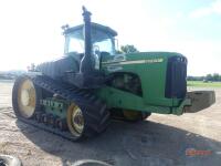 John Deere 9520T Tractor, s/n RW9520T02022: Encl. Cab, 4 Hyd Remotes, Swinging Drawbar, Front Weights, Meter Shows 2293 hrs