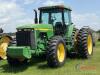 John Deere 8400 MFWD Tractor, s/n RW8400P011755: Encl. Cab, Front Counterweights, 20.8R42 Rear Duals, 16.9-30 Fronts, Lift Arms, 4 Hyd Remotes, Drawbar, Meter Shows 8590 hrs - 18