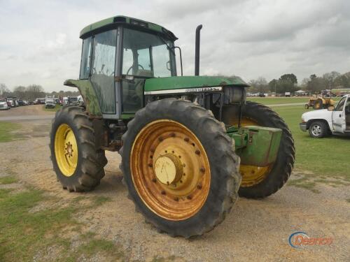 John Deere 7510 MFWD Tractor, s/n RW7510H059972: High Crop, Encl. Cab, Engine Runs, Mixing Water In Oil