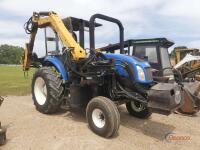 New Holland TS6-110 Tractor, s/n NT01095M: Rollbar, Powershuttle, PTO, Drawbar, 2 Hyd Remotes, Alamo Samurai Hyd. Ditch Bank Mower, Meter Shows 5672 hrs