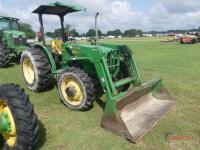 John Deere 5205 MFWD Tractor, s/n LV5205C522443: Canopy, JD 521 Loader w/ Bkt., 3PH, PTO, Meter Shows 3400 hrs