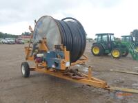 Amadas Rain Reel Traveling Irrigation System, s/n 370810: Model M7A, w/ Gear Box, Gun Cart, 5" Hose, Trailer-mounted