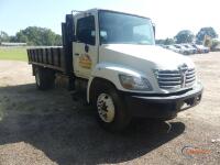 2007 Hino Flatbed Dump Truck, s/n 5PVNJ8JT472S50849: S/A, Hino Diesel Eng., 6-sp., Air Brakes, 16' Hyd. Dump Bed, 22" Stake Sides, 11R22.5 Tires, 287K mi.