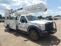 2014 Ford F550 4WD Bucket Truck, s/n 1FDUF5HT4EEA87032: Reg. Cab, Powerstroke 6.7L Diesel Eng., Auto, Terex Hi-Ranger HR40M Aerial Unit, 235K mi. (Utility Owned)