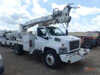 2008 GMC C8500 Digger Derrick Truck, s/n 1GDM8C1A08F410773: S/A, Cat Eng., 6-sp., Terex Commander C4047 Aerial Unit w/ Bit, Outriggers, 58K mi. (Utility Owned)