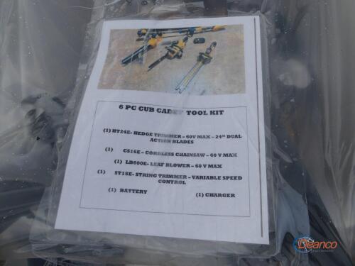 6pc Cub Cadet Tool Kit w/ Hedge Trimmer, Chainsaw, Leaf Blower, String Trimmer, Battery & Charge